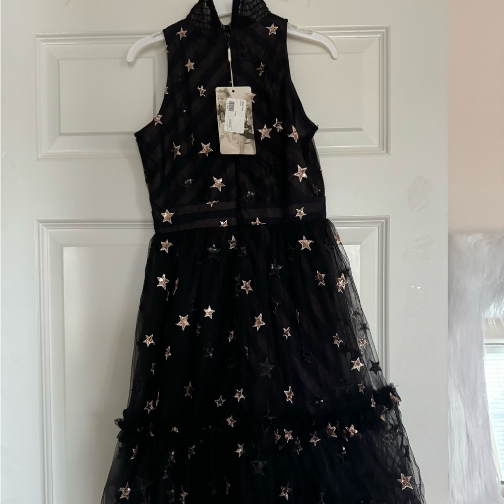 Hannah Banana Sequin Star Mesh Halter Dress - Picture 10 of 10